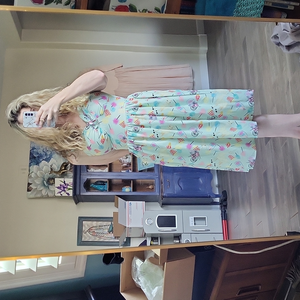 Unique Vinatge Popcorn Cotton Candy Luma Retro Style Dress Fit And Flare Size M - Picture 2 of 15
